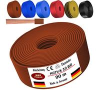 Câble conducteur H07 V-K de 5 à 100 m - 10 mm² - Noir, marron, bleu foncé, jaune vert, bleu clair ou rouge - Flexible (marron, 90 m)