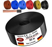 Câble conducteur H07 V-K de 5 à 100 m - 10 mm² - Noir, marron, bleu foncé, jaune vert, bleu clair ou rouge - Flexible (noir, 30 m)