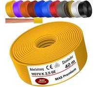 Câble conducteur H07 V-K de 5 à 100 m - 2,5 mm² - Noir, bleu clair, vert/jaune, rouge, bleu foncé, marron, orange, gris, blanc, violet ou jaune - Flexible (jaune, 40 m)