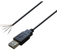 Câble confectionné USB A mâle 2.0 avec extrémités ouvertes BKL Electronic 10080109 mâle, droit 1.80 m