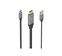 Câble Convertisseur Aluminium HDMI V2.0 vers USB-C 4K@60Hz - HDMI/M+USB-A/M-USB-C/M - 1,8m - Gris