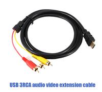 Câble convertisseur HDMI vers RCA à signal stable, sortie audio/vidéo composite 3 RCA à partir d'une seule entrée HDMI, conducteurs en cuivre