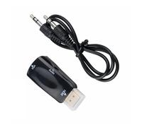 Câble convertisseur HDMI vers VGA mâle vers femelle, adaptateur jack 3,5 mm, audio for téléviseur, PC, ordinateur portable, tablette, connecteur, câble de conversion d'affichage(Black with data line)