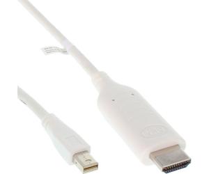 Câble convertisseur InLine Mini DisplayPort vers HDMI, blanc, 2m, avec audio