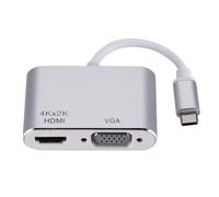 Câble convertisseur universel USB 3.1 Type C vers VGA HDMI 4K, adaptateur, Port HUB-Argent