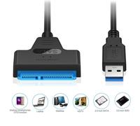 Câble convertisseur USB 3.0 vers SATA7 + 15 broches pour disque dur SSD de 2.5 pouces
