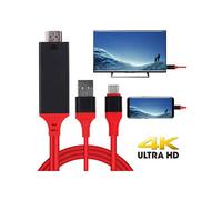 Câble convertisseur vidéo numérique USB 3.1 Type-C vers HDMI MHL 4K HD pour téléphone Android vers moniteur, projecteur ou TV (rouge)