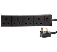 Cable-Core 5 m black 4 Gang Power Strip Extension Cord mains plug, [Import UK]
