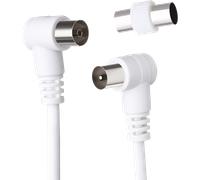 Câble Coudé TV Coaxial 9.52mm Connecteurs blindés 2m mâle/femelle Blanc + Garantie à vie Force Power Lite