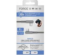 Force Power - Câble USB - 24 pin USB-C (M) incliné pour 24 pin USB-C (M) incliné - 3 A - 2 m - USB Power Delivery (60W), ultra renforcé - gris
