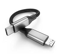 Câble court USB C vers micro USB type B - 30 cm - Tressé micro vers USBC - 0,3 m - Pour téléphone portable, appareil photo, Dji Mini, télécommande Bosch, Kiox, Intuvia, Nyon, Yamaha - Noir