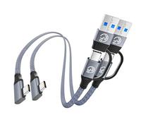 Câble Court USB C vers USB C Coudé [0.3M Lot de 2], Câble USBC 3.2 Gen2 20 Gbps Charge Rapide, Cordon Chargeur 3 en 1 240W USB A/C vers USBC, Vidéo 5K/4K@60Hz, pour iPhone 17 16, MacBook, iPad Pro