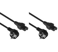 Câble d’Alimentation ACT CEE7/7 à C15, 1,5 m à Prise d’Appareil Chaud C15, Noir - AK5001 (Lot de 2)