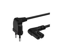 Hama Cordon d’alimentation Euro (coudé à 90 degrés des deux côtés, fiche secteur vers prise double Euro 8 avec contact de protection de terre, coudé des deux côtés, 3 m) Noir