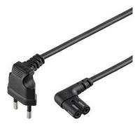 Goobay 73019 Câble d'alimentation audio, vidéo, radio, Sonos Play coudé; Fiche Euro vers prise double Femelle type C7; 2,0 mètres noir