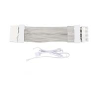 Câble d’Alimentation GPU ARGB, câble d’Extension PSU 24 Broches vers 24 Broches avec éclairage de synchronisation ARGB 5 V à 3 Broches, câble gainé à Fort Courant 18 AWG pour Les (Blanche)