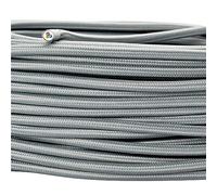 Câble d’alimentation textile - gaine extérieure en plastique - 5 m - 3 fils - 3 x 0,75 mm² - Avec conducteur de terre - Accessoire de lampe (5 m, gris)