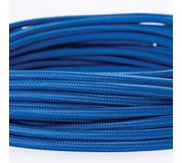 Câble d’alimentation textile - gaine extérieure en plastique - 5 m - 3 fils - 3 x 0,75 mm² - Avec conducteur de terre - Accessoire de lampe (5 m, bleu)