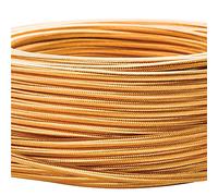 Câble d’alimentation textile - gaine extérieure en plastique - 5 m - 3 fils - 3 x 0,75 mm² - Avec conducteur de terre - Accessoire de lampe (5 m, or)