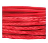 Câble d’alimentation textile - gaine extérieure en plastique - 5 m - 3 fils - 3 x 0,75 mm² - Avec conducteur de terre - Accessoire de lampe (5 m, rouge)