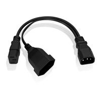 Câble d’Alimentation Y-Splitter 30 cm, IEC 60320 C14 vers C13 + Prise Euro CEE7/16, 250 V 10 A feu de Position latérale Camion Adaptateur électrique pour PC écran UPS PDU appareils électriques