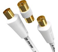 Câble d`Antenne TV 0.5m - Câble Coaxial Mâle-Mâle avec Connecteurs RF Plaqués Or - Transmission HD Ultra-Claire - Compatible Satellite, TNT, Décodeur, Amplificateur, Parabole