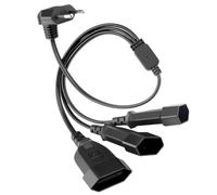 Câble d’Extension 3 en 1 avec Fiche Plate 0,5 m, Prise Européenne vers Double Prise Euro Type-C, Câble d’Alimentation Plat à 90°, 250V/2,5A, Rallonge Électrique pour PC Ordinateur TV Moniteur, Noir