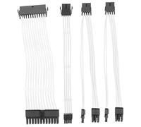 Câble D’Extension à Broches pour PC Blanc en Cuivre Abs, 1 Set | 24pin Atx, 4 4 Pin et 2x8pin Pci-e, Forme Moulable, Courant Stable, Clips Acryliques Inclus