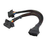 Câble d’Extension OBD2 1 sur 2, Adaptateur de Diagnostic à répartiteur OBD2 avec connecteurs mâle 16 Broches et Double Femelle, rallonge OBDII en ABS et métal de 30 cm pour Outils