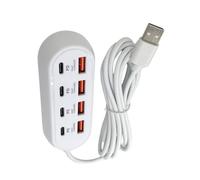 Câble d ' Extension Power Hubs avec 4 USB et 4 Type C, 200cm | Station de chargement USB pour téléphones, tablettes, ordinateurs portables, avec chargeurs simultanés, pour la