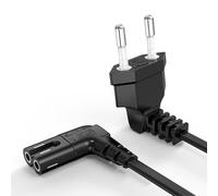 Câble d'alimentation 1M Noir EU Euro 2 Fiche PIN à Angle Droit 90 degrés CEI C7 Figure 8 Cordon pour Samsung Philips Toshiba LG Sony Sharp Panasonic TV Flat Sky Sky Box, Sky Plus + HD Box