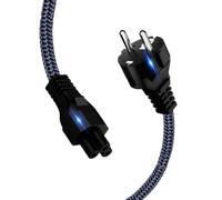 Câble d'alimentation 3 broches - 2 m - Trèfle - Mickey Mouse - Certifié VDE - En nylon tressé - Pour ordinateur portable Dell HP Lenovo Asus Acer - Chargeur TV - Imprimante - Projecteur