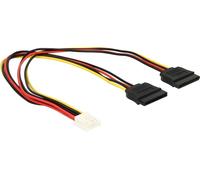 Câble d'alimentation, 4 Pin Floppy femelle - 2x SATA 15 Pin femelle, 30cm
