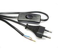 Câble d'alimentation à deux fils - 2 m de long - Avec interrupteur intermédiaire - Pour douilles en plastique (3, noir)