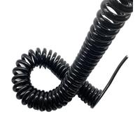 Câble d'alimentation à Ressort carré 3 noyaux de 1mm, câble Lampe, Noyau en cuivre sans oxygène, Fil résistant l'huile polyuréthane Orange Noir Blanc(Black Color,Stretch 8 Meters)