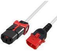 Câble d'alimentation ACT C13 - C14 Dual IEC LOCK blanc 2 m, 2 m, coupleur C13, coupleur C14, 250 V, 10 A