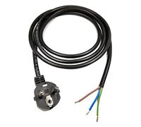 Câble d'alimentation avec bornes, fiche 230 V 16 A, 2 mètres, câble de connexion Schuko avec contact de protection, IP20, noir