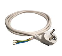 Câble d'alimentation avec embouts, fiche 230V, 16A, 2 mètres, Câble de raccordement avec Fche Schuko, Câble de raccordement avec Fiche, Câble d'alimentation avec contact de Protection, 1.5 mm, Blanc