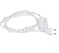 Câble d'alimentation avec fiche et interrupteur à intensité variable, 1,80 m, blanc, câble de raccordement pour lampes de table, lampadaires, appliques murales ou comme rallonge