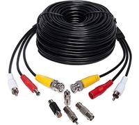 Câble d'alimentation BNC pour caméra de sécurité audio vidéo HD de 30,5 m - Cadeau BNC - Câble d'extension tout-en-un préfabriqué avec connecteurs BNC RCA 30 m