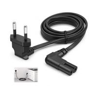 Câble d'alimentation C7 Coudé, Câble Secteur Coudé C7 Figure 8, Fiche Euro Coudée 90° 2 Broches vers IEC Femelle, 18AWG 2,5A 250V, Cordon Secteur pour TV Moniteur Projecteur Équipement (1,5M, Noir)