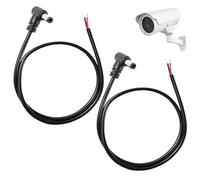 Câble d'alimentation CC 5,5 x 2,1 mm, DC5525 90 Degrés Prise mâle vers Fil Nu Cordon pour Bandes LED, caméras CCTV, moniteurs,Câble de réparation d'alimentation Flexible et Robuste, 1m(2PCS)