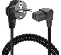 Câble d'alimentation CEE 7/7 vers C13,Cable Alimentation ecran pc,3 Pin AC Cordon électrique Secteur Câble Spiralé pour moniteurs, PC, imprimante, Scanner (Down Angle C13)