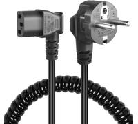 Câble D'Alimentation Cee 7/7 Vers C13,Cable Alimentation Ecran Pc,3 Pin Ac Cordon Électrique Secteur Câble Spiralé Pour Moniteurs, Pc, Imprimante, Scanner (Left Angle C13)[L2702]