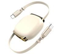 Câble d'alimentation compact de voyage, doré | Forme rétractable de type C, sortie 240 W, deux embouts C, cordon de données plat, rangement facile