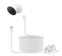 Câble d'alimentation compatible avec Google Nest Cam extérieur ou intérieur, batterie (2e génération) - Câble de charge résistant aux intempéries de 5,2 m offrant une alimentation continue pour votre