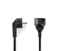 Câble d'alimentation | Connecteur d'alimentation mâle | Connecteur d'alimentation femelle | coudé | droit | nickelé | 3.00 m | rond | PVC | noir | enveloppe
