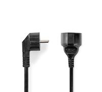 Câble d'alimentation | Connecteur d'alimentation mâle | Connecteur d'alimentation femelle | coudé | droit | nickelé | 5.00 m | rond | PVC | noir | étiquette