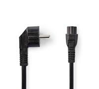 Câble d'alimentation | Connecteur d'alimentation mâle | IEC-320-C5 | coudé | droit | nickelé | 2.00 m | rond | PVC | noir | boîtes