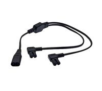 Câble d'alimentation coudé IEC320C8 mâle vers double IEC320C7 femelle | Câble répartiteur d'alimentation coudé pour imprimante projecteur double sortie pour lampe haut-parleur appareils
